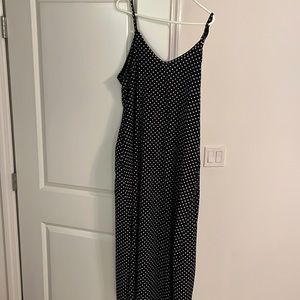Polka Dot Black Maxi Dress with Pockets